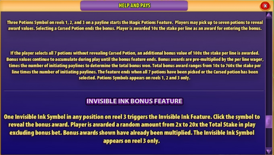 Invisible Ink Bonus Feature Rules
