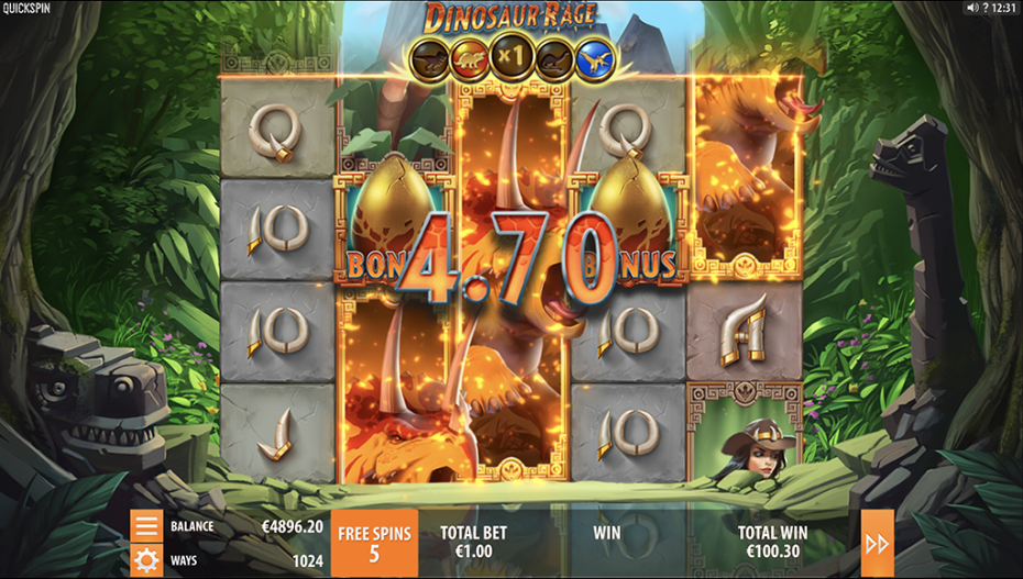 Free Spins with Enraged Dinosaurs and Upgrades Game