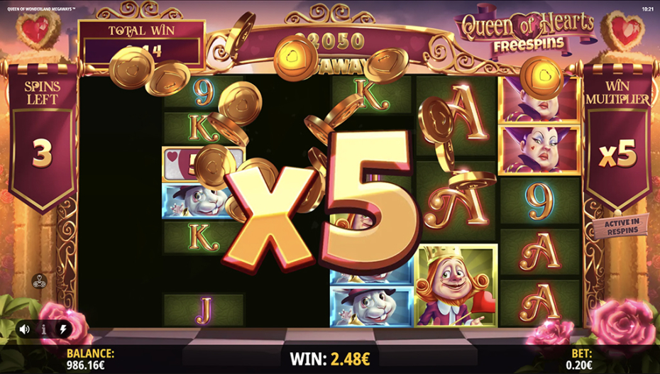 Queen of Hearts Free Spins Increasing Multiplier